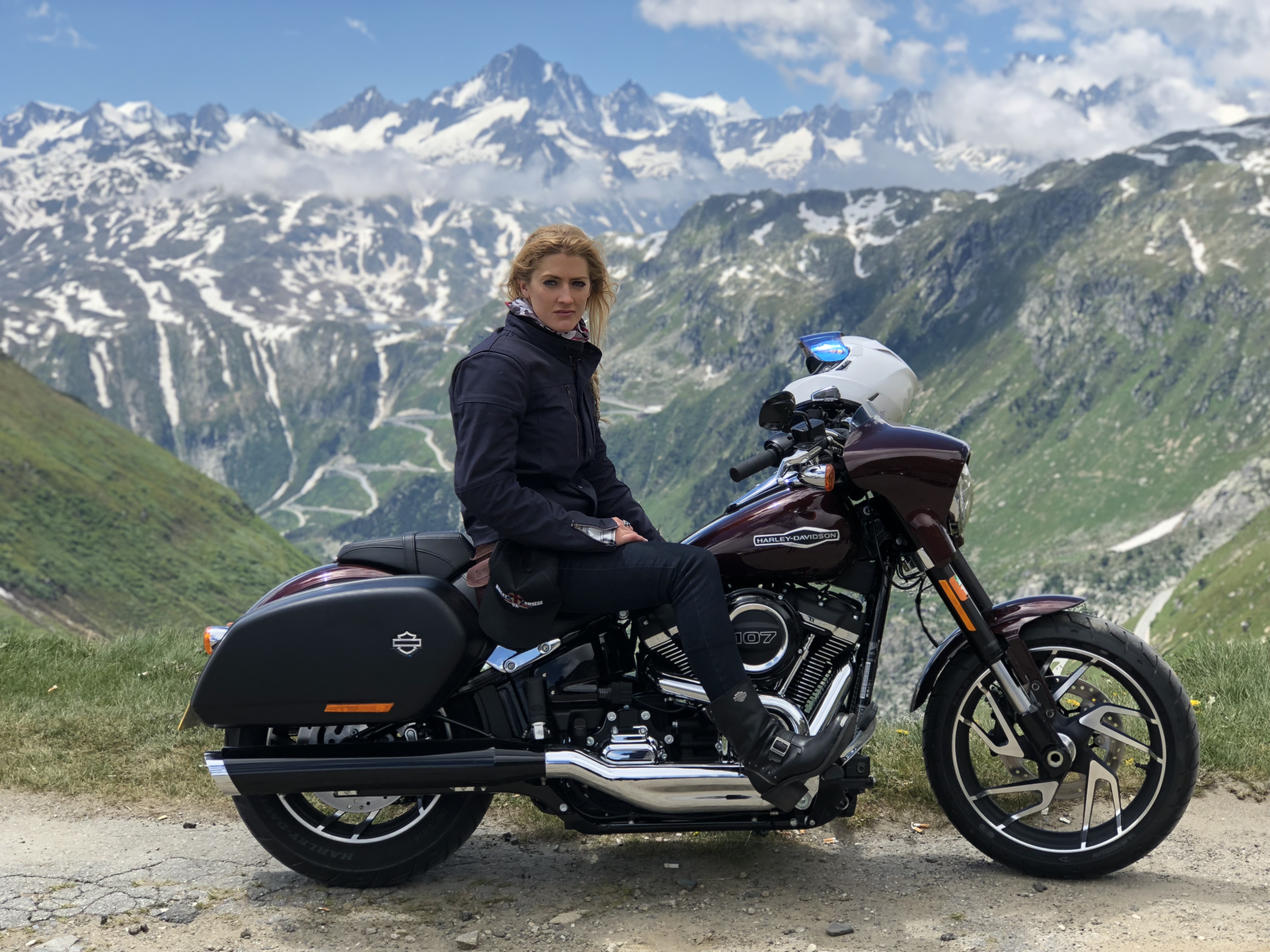 Tour1 Vanessa Ruck The Girl On A Bike Alps road trip Harley-Davidson Sport Glide
