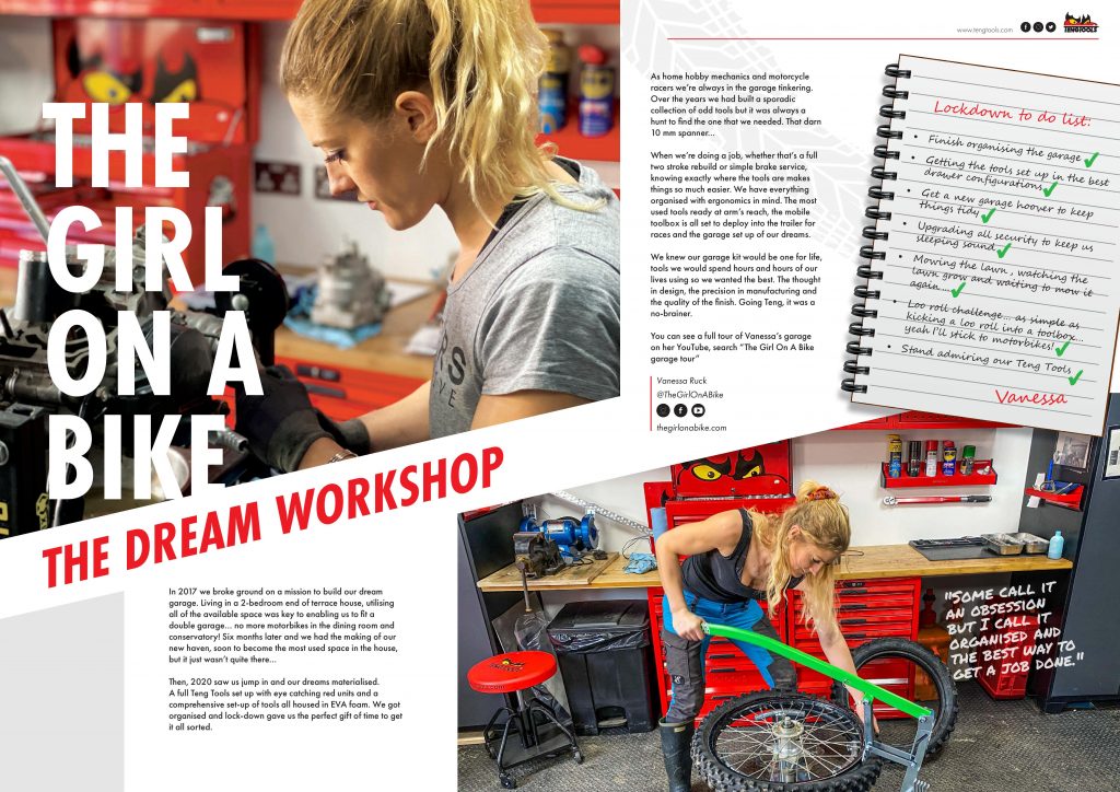 the girl on a bike Teng tools Michelin rabaconda dream garage