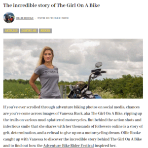 the girl on a bike vanessa ruck news media adventure bike rider