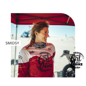 A close up of Vanessa Ruck, smiling as she discusses her passion for motorcycling.